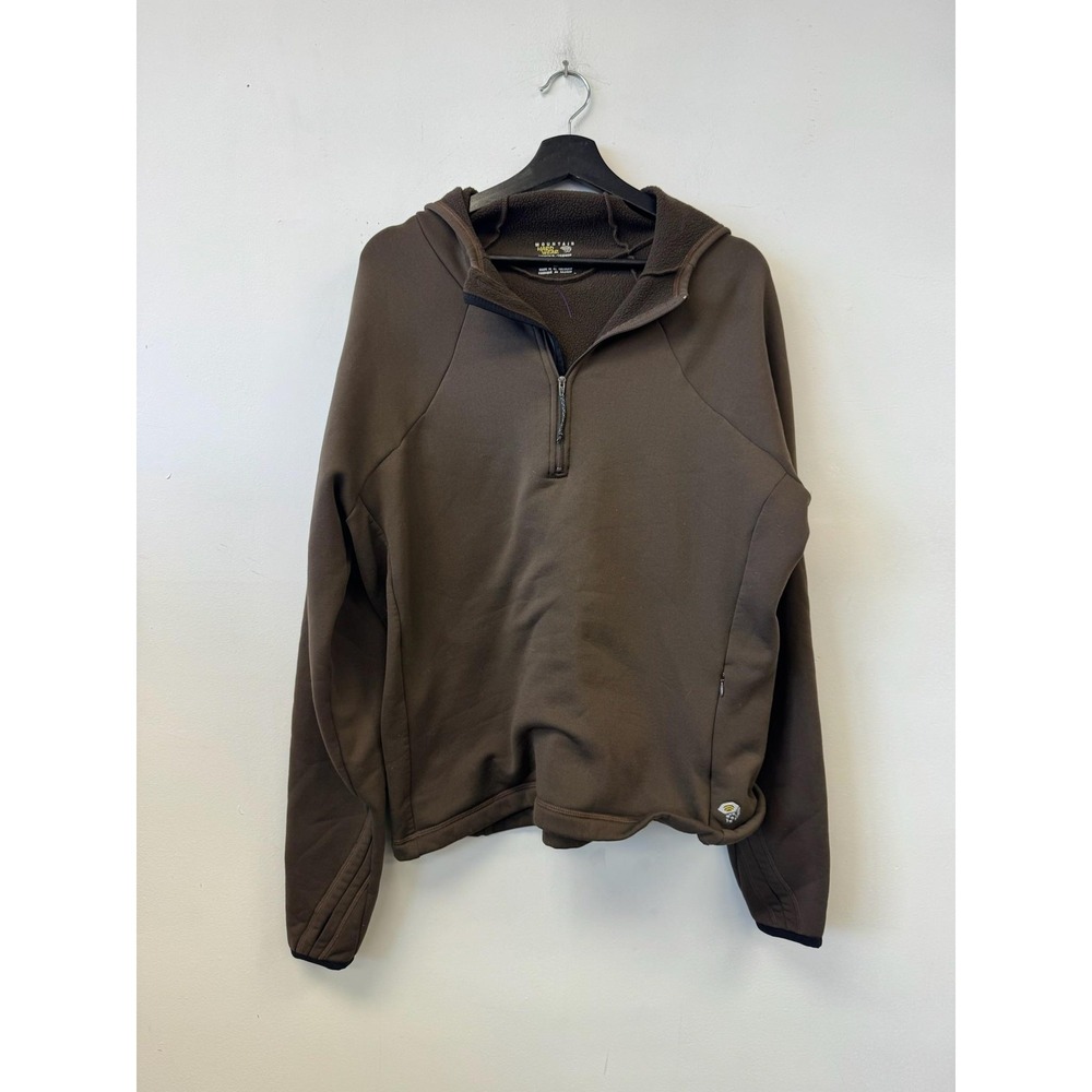 Mountain‎ Hardwear Hoodie Womens XL Brown Fleece 1/4 Zip Pullover Logo Outdoor
